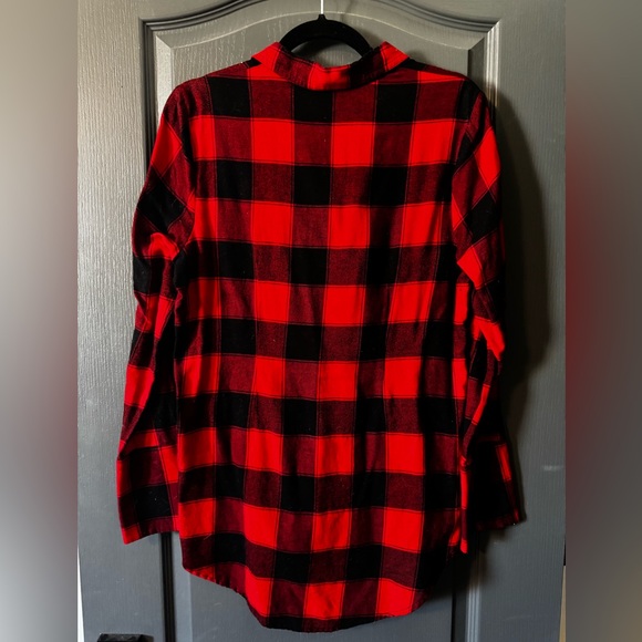Express Red and Black Plaid Button Down Shirt - Picture 3 of 4